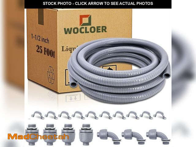 Lot 74-13698478 - Wocloer 1-1/2 inch 25 Foot Liquid-Tight Conduit Kit, Flexible Non Metallic Electrical Conduit and Co...