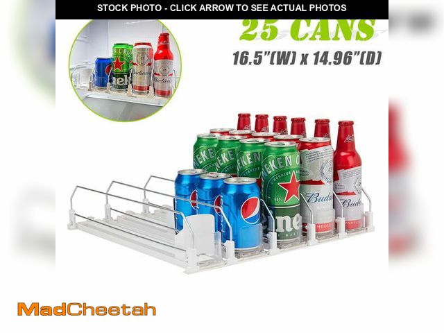 Lot 74-12831764 - Hyindoor 5 Rows Drink Organizer for Fridge Adjustable Width, Automatic Pushing 12oz 16oz 20oz Soda C...