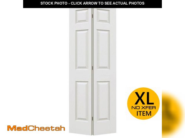 Lot 74-13019734 - JELD-WEN 32 in. x 78 in. 6 Panel Woodgrain 3-Panel Hollow Core Molded Interior Closet Composite Bi-f...