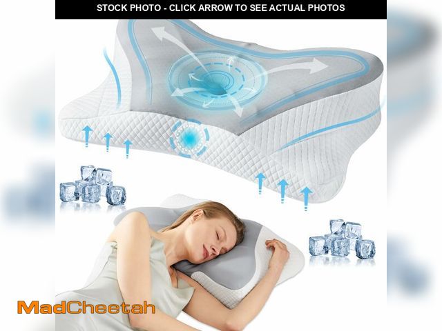 Lot 74-14213999 - Sweetcrispy Cooling Ergonomic Memory Foam Cervical Pillow for Neck and Shoulder, Orthopedic Neck Sup...