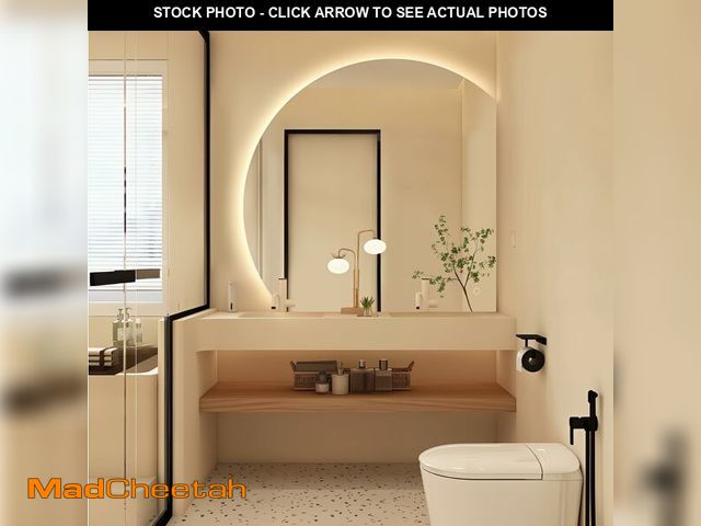 Lot 74-12821913 - TheiaMo 44" Led Btathroom Mirror with Lights, Half Moon Backlit Vanity Mirror for Wall, Frameless An...