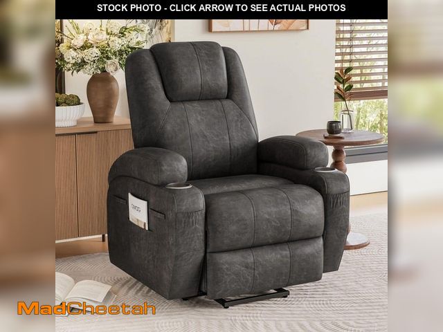 Lot 74-14292783 - LACOO Power Lift Recliner Chair (Leathaire) with Massage for Elderly Ergonomic, Recliner with 2-Cup ...