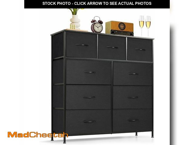 Lot 74-13331215 - 9-Drawer Dresser for Bedroom, Anti-Tip Tall Storage Organizer Chest of Drawers with Wooden Top and M...