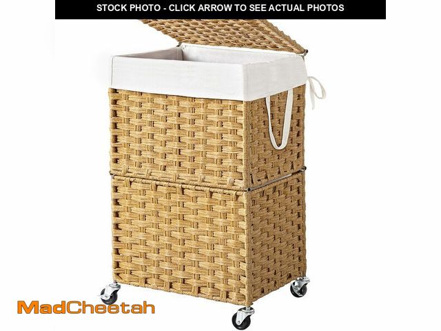 Lot 74-13959070 - Chrislley 90L Slim Laundry Hamper with Wheels, Rolling Laundry Basket with Lid and Renovable Liner B...