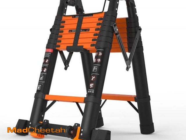 Lot 74-12167840 - SINMEIRUN 16.5 FT Telescoping A Frame Ladder, 8 Step, ANSI Certified, Type I Heavy Duty, 330lbs Max ...