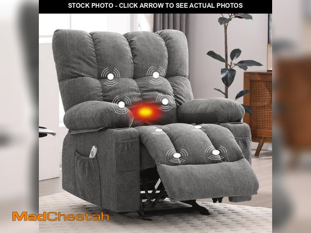 Lot 74-12359065 - JONPONY Manual Recliner Chair with Heat Therapy and Massage Function, Heavy Duty Reclining Mechanism...