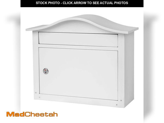 Lot 74-14245626 - Architectural Mailboxes Saratoga White, Medium, Steel, Locking Wall Mount Mailbox - UNUSED
