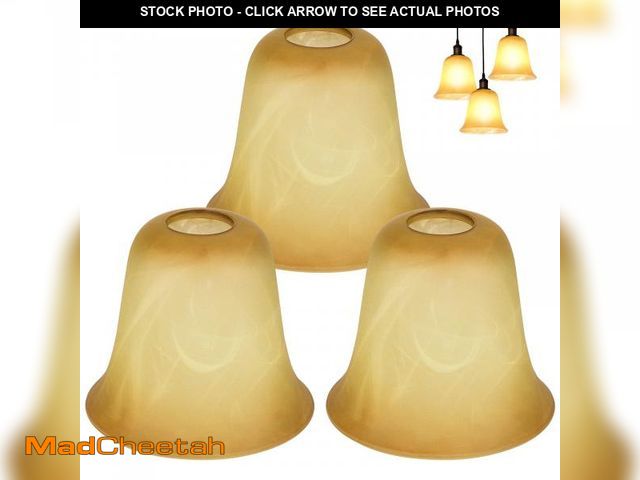 Lot 74-11554965 - Pangda 3 Pcs Glass Chandelier Shade Cracks Glass Shade Replacement Light Covers Bell Shaped for Vani...