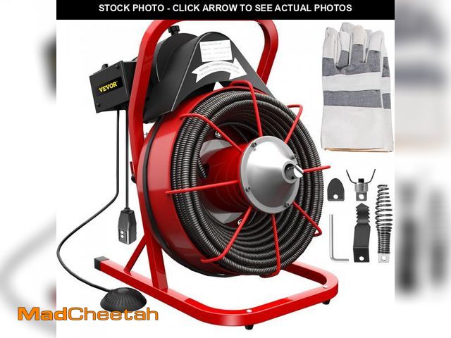 Lot 74-12228161 - VEVOR Drain Cleaner Machine 75Ft x 1/2Inch, 370W Drain Cleaning Machine Fits 1 Inch (25mm) to 4 Inch...