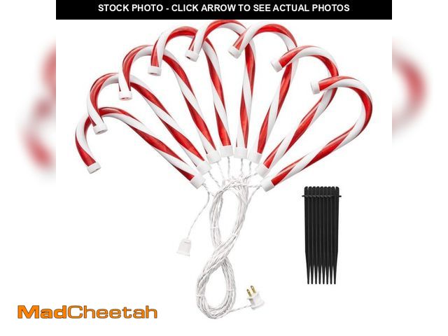 Lot 74-13051243 - 16.5 in. Candy Cane LED Pathway Lights (8-Pack) - UNUSED