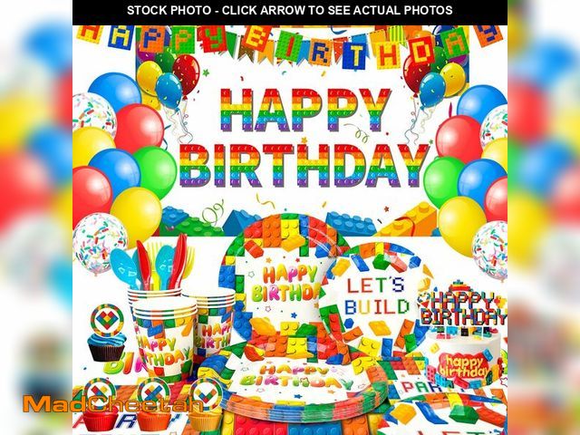 Lot 74-13567221 - Building Blocks Birthday Party Supplies, 10 Guests Building Blocks Tableware Set Building Blocks Par...