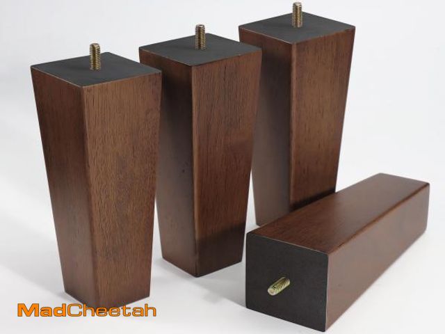 Lot 74-12053212 - WEKIS Solid Wooden Furniture Legs 8 Inch, Natural Mid Century Brown Square Legs for Couch, Sofa, Cab...