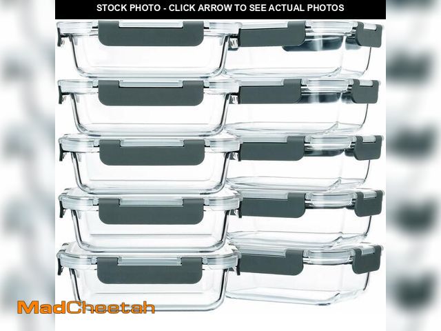 Lot 74-13571725 - M MCIRCO 10-Pack,22 Oz Glass Meal Prep Containers,Glass Food Storage Containers with lids,Lunch Cont...