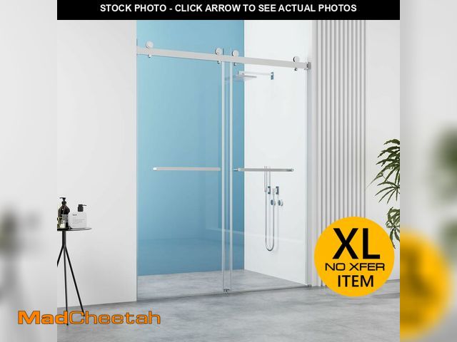 Lot 74-12801972 - (MISSING HARDWARE) YTTSOYTS 56-60" W x 76" H Frameless Double Sliding Shower Door, Frameless Shower ...