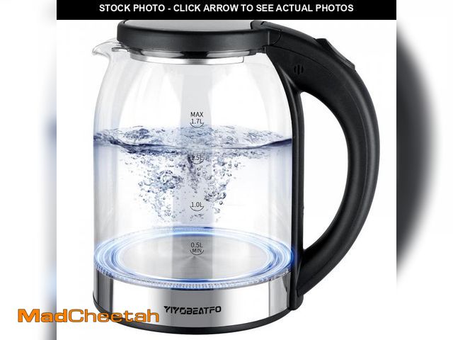 Lot 74-11559324 - YIYOBEATFO Electric Kettle, 1.7L Glass Hot Water Boiler Kettle For Coffee &amp; Tea,Easy Clean Wide ...