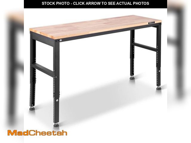 Lot 74-12464494 - VEVOR Adjustable Workbench, 2000 lbs., 61 in. x 20 in., Height Adjustable 27.1-36 in., with Power Ou...