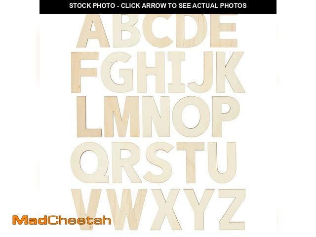 Lot 74-14145555 - Bright Creations Wooden Block Letters - 36-Piece, 6 in - Unfinished Wood Cutouts for DIY Paint &amp;...