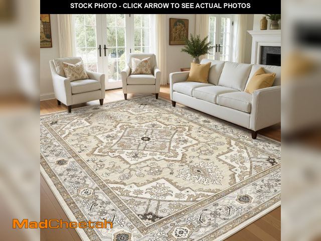 Lot 74-12481561 - UERMEI 10'x14' Washable Large Area Rugs for Living Room, Vacuum friendly, Vintage Floral Boho Printe...