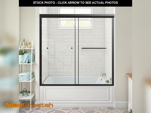 Lot 74-12424179 - Osparple Shower Door for Bath Tub Double Sliding 56-60" W x 58" H Tub Glass Shower Door with 1/4" (6...