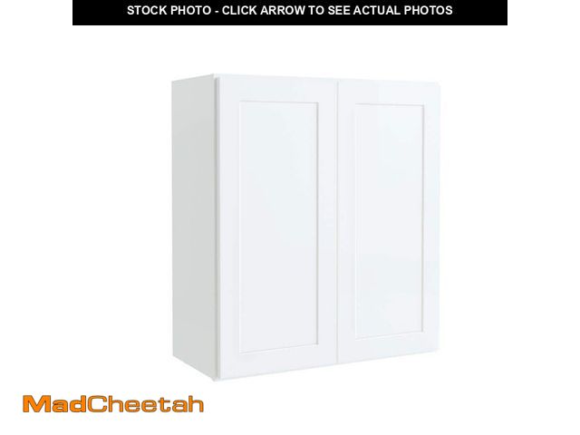 Lot 74-13610823 - Hampton Bay Courtland 27 in. W x 12 in. D x 30 in. H Assembled Shaker Wall Kitchen Cabinet in Polar ...