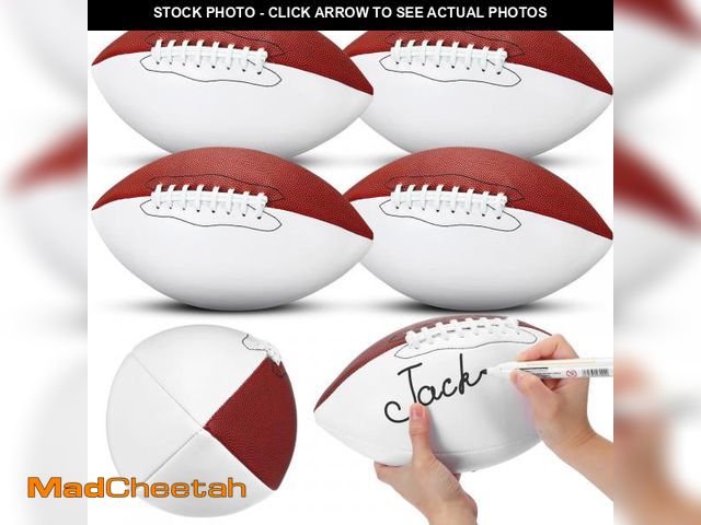 Lot 74-12307483 - Halloscume 11.02in Blank Autograph Football Size 9 White Football with 1 Brown and 3 White Panels fo...