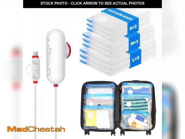 Lot 74-12444055 - VMstr 9 Pack Travel Vacuum Storage Bags with USB Pump, Vacuum Packing Seal Bags for Luggage, Carry-o...