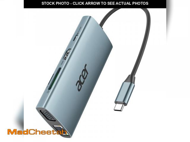 Lot 74-12047368 - Acer USB C Hub with 4K HDMI, 9-in-1 USB C to Ethernet Adapter, 5Gbps USBA 3.0 Docking Station, VGA S...