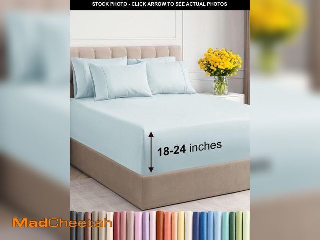 Lot 74-12306322 - Extra Deep Full Sheet Set - 6 Piece Breathable &amp; Cooling Sheets - Hotel Luxury Bedding Set w/18-...