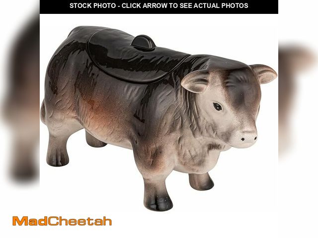Lot 74-10899408 - Creative Co-Op Vintage Ceramic Cow Shaped Cookie Jar, Brown (MISSING LID) - UNUSED