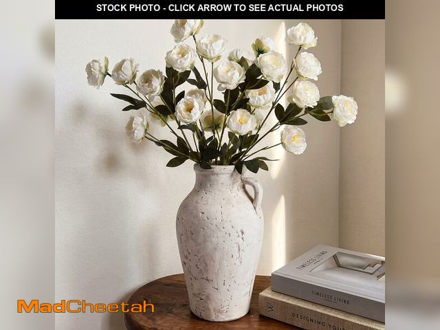 Lot 74-13948763 - Craftsatin 6 Pcs Artificial Peonies Stems Flowers 32", Real Look Large Faux Silk Peony Bouquet 42 He...