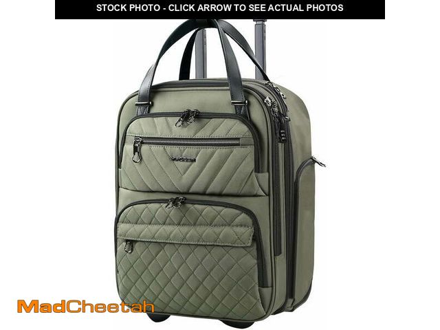 Lot 74-12668381 - KROSER 16-Inch Quilt Softside Underseat Luggage, Olive - UNUSED