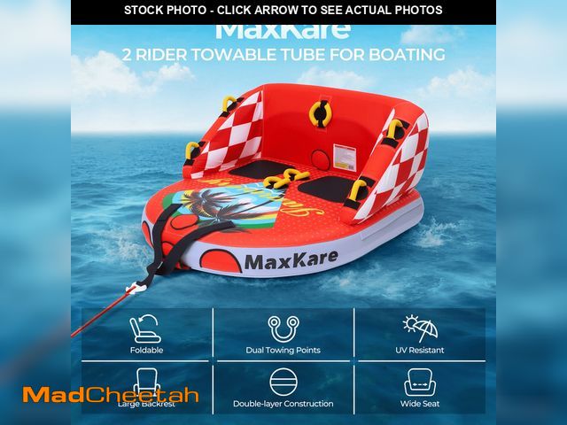 Lot 74-14324301 - Towable Tube for Boating with Dual Tow Points, Inflatable Tube for Waterskiing, 1-2 Riders, Max 450l...