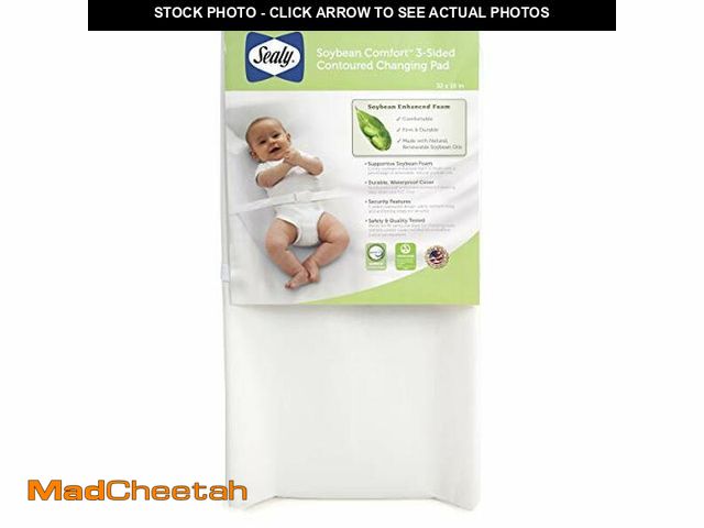 Lot 74-12760463 - Sealy Baby Soybean Comfort Waterproof Diaper Changing Pad for Dresser or Table, Contoured 3-Sided, W...