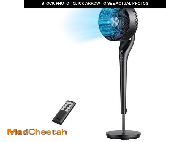 Lot 74-14466646 - DREO TurboPoly Fan 9 in. 9-Fan Speeds Pedestal Fan in Black with Exclusive Blue Blade, Remote and 2D...