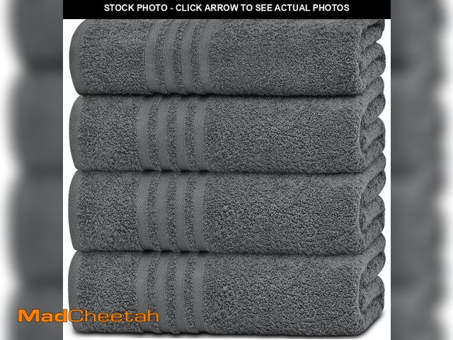 Lot 74-12444322 - White Classic Wealuxe Grey Bath Towels Set of 4, Cotton Body Towel for Hotel, Gym, Spa, Soft Extra A...