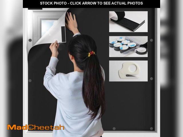 Lot 74-12433709 - BKSAI Blackout Window Cover No Drill Cuttable 100% Black Out Windows Film Room Darkening Shades Trac...