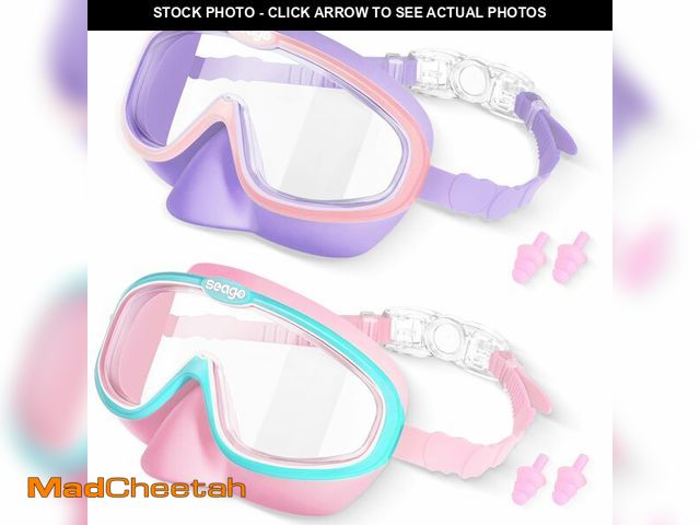 Lot 74-14272086 - Seago Kids Swim Goggles 2 Pack for 3-12, Anti-Fog UV Protection Clear Wide View No Leaking, Pool Wat...
