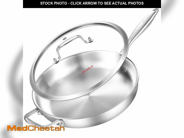 Lot 74-12711056 - DELARLO Tri-Ply Stainless Steel Pan with Lid 12inchÃ¤Â¸Â¨Compatible with All Cooktops Up to 600Ã¢â...