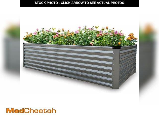 Lot 74-13696617 - GARDMAX 8x4x2FT Galvanized Raised Garden Bed Kit, Metal Planter Boxes Outdoor with Easy Assembly, La...