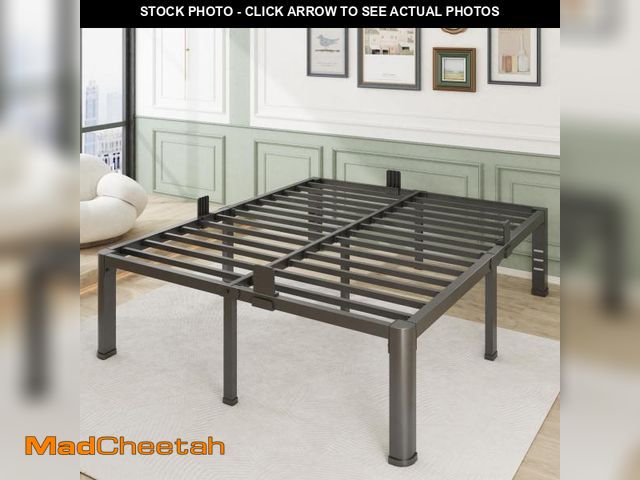 Lot 74-12524849 - *SEE DETAILS* Firpeesy 18 Inch King Bed Frame with Rounded Corner and Headboard Hole Mattress Retain...