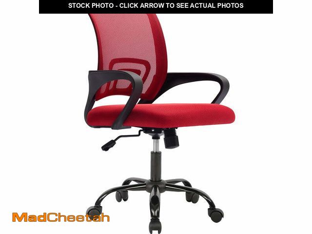 Lot 74-12782345 - JONPONY Ergonomic Office Chair, Lumbar Support, Adjustable Height with Armrests for Adults,Red - UNU...