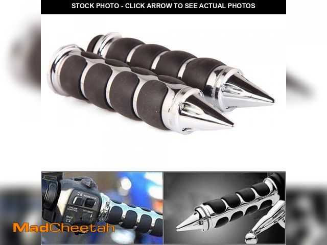 Lot 74-12440644 - Pair of 1" Dual Motorcycle Bar End Hand Grips Handlebar for Cruisers Harley Yamaha Suzuki-Silver - U...