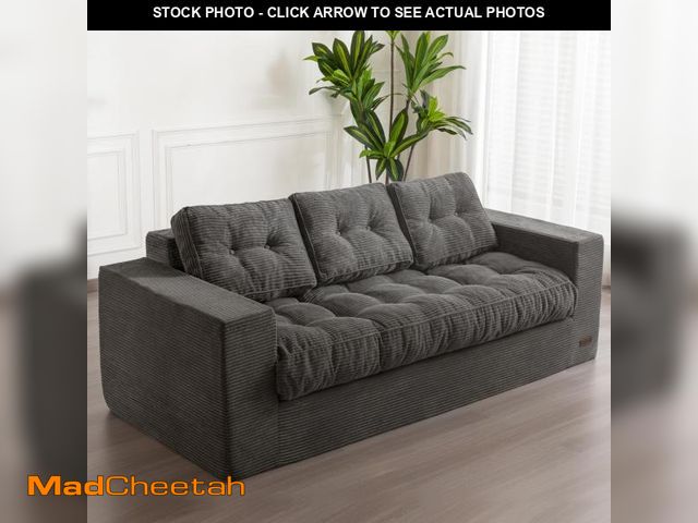 Lot 74-12131292 - MAXYOYO 3 Seater Couch for Living Room, Boneless Couch with Tufted Cushion &amp; Backrest, Upholster...