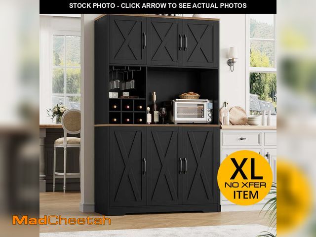Lot 74-12550731 - Homfa 70.9'' Tall Kitchen Pantry with Microwave Countertop, Farmhouse Buffet Hutch, Floor 6 Doors Cu...