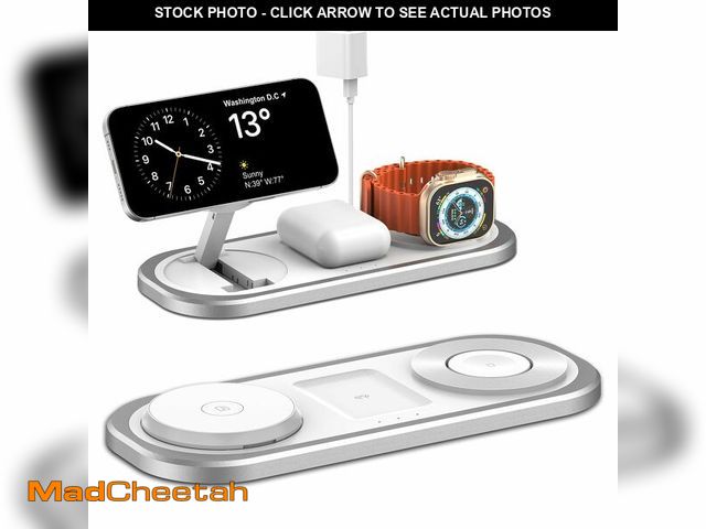 Lot 74-13539331 - 3 in 1 Fast Wireless Charger Stand for iPhone, Foldable Travel Charging Station for Magsafe for iPho...