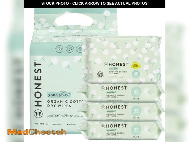 Lot 74-11557573 - The Honest Company 100% Organic Cotton Dry Wipes  Hypoallergenic for Sensitive Skin, Dermatologist T...