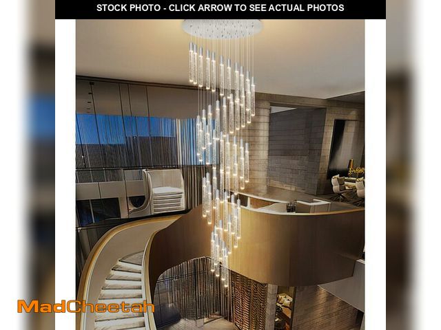 Lot 74-12820145 - HAIXIANG W32 x H236 Extra Large Glam Chandelier Bubble Crystal Ceiling Chandeliers Remote Dimmable L...