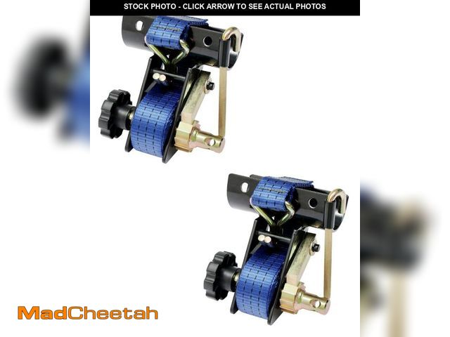 Lot 74-12438353 - Ladder Rack Ratchet Straps, W/J-Hook (2PCS), 2" Black Round Tube Mount, 1.5" Wide x 7.5' Long, Blue ...