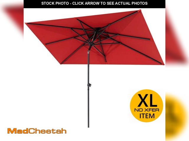 Lot 74-14373841 - Crestlive Products 9 ft. x 5 ft. Aluminum Double Top Market Tilt Patio Umbrella in Red - UNUSED