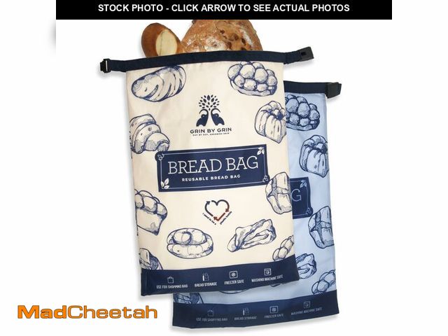 Lot 74-13715318 - GRIN BY GRIN- Bread Bags 2 Pack Reusable Zipper Bags for Homemade Bread Sourdough Extra Large Freeze...